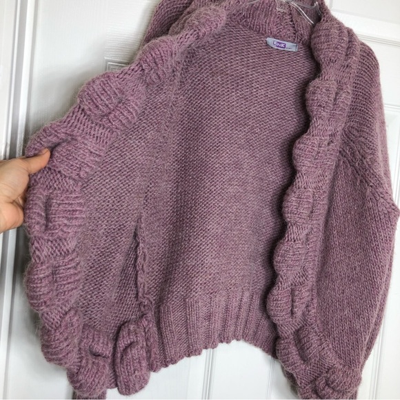 LINK DONNA Alpaca Wool Blend Made Italy Maroon Knit Cardigan M Check Measurement - Picture 5 of 16